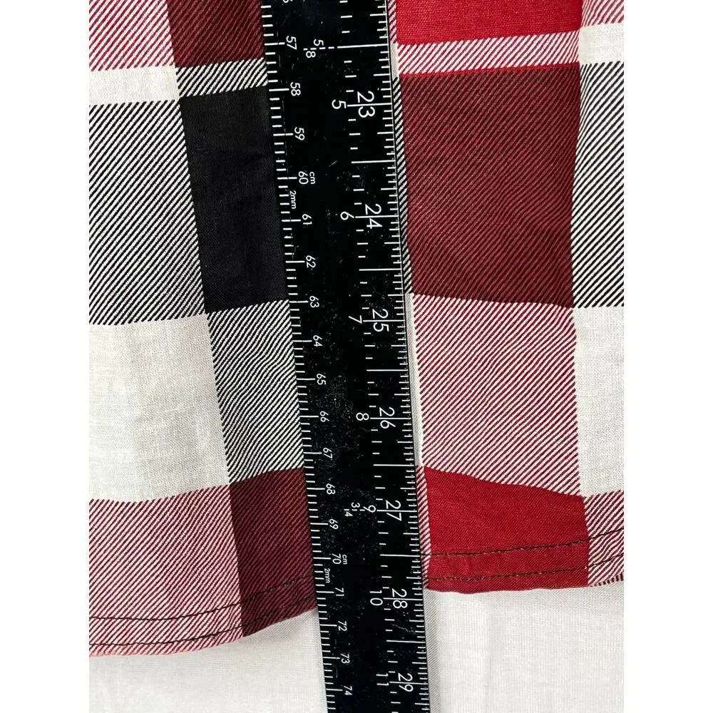 Vans men's black/red plaid button up long sleeve shirt, size M
